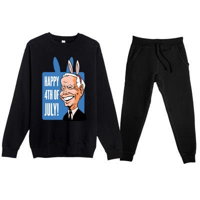 Happy 4th Of July Funny Biden Easter Bunny Parody Premium Crewneck Sweatsuit Set