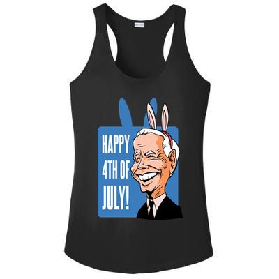 Happy 4th Of July Funny Biden Easter Bunny Parody Ladies PosiCharge Competitor Racerback Tank