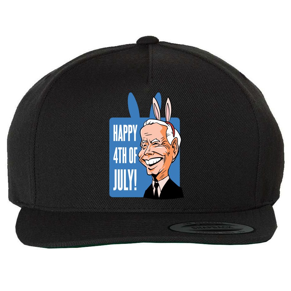 Happy 4th Of July Funny Biden Easter Bunny Parody Wool Snapback Cap