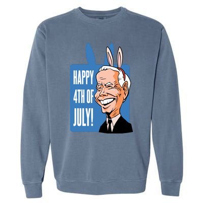 Happy 4th Of July Funny Biden Easter Bunny Parody Garment-Dyed Sweatshirt