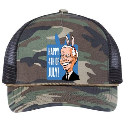 Happy 4th Of July Funny Biden Easter Bunny Parody Retro Rope Trucker Hat Cap