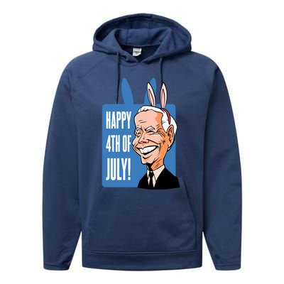 Happy 4th Of July Funny Biden Easter Bunny Parody Performance Fleece Hoodie