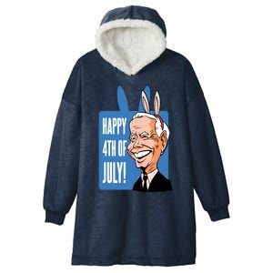 Happy 4th Of July Funny Biden Easter Bunny Parody Hooded Wearable Blanket