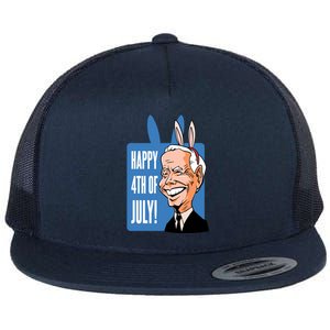 Happy 4th Of July Funny Biden Easter Bunny Parody Flat Bill Trucker Hat