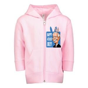 Happy 4th Of July Funny Biden Easter Bunny Parody Toddler Zip Fleece Hoodie