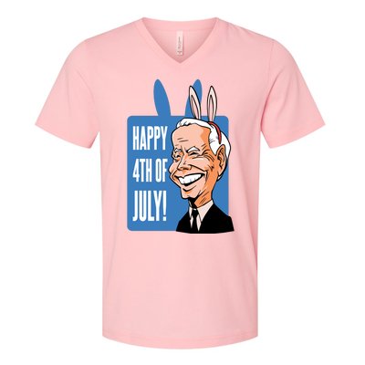 Happy 4th Of July Funny Biden Easter Bunny Parody V-Neck T-Shirt