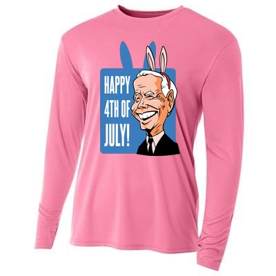 Happy 4th Of July Funny Biden Easter Bunny Parody Cooling Performance Long Sleeve Crew