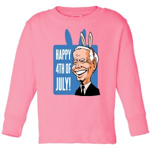 Happy 4th Of July Funny Biden Easter Bunny Parody Toddler Long Sleeve Shirt