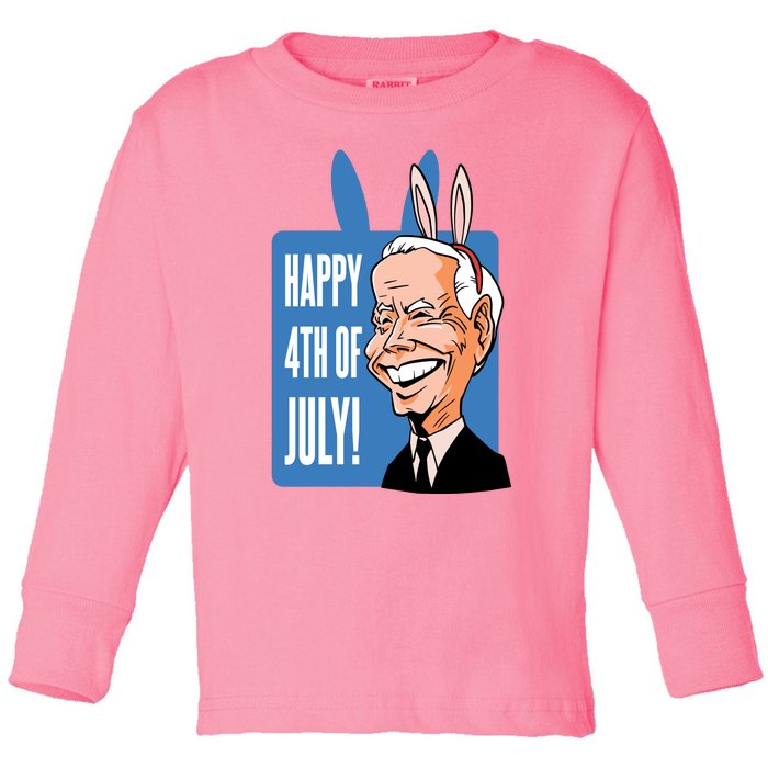 Happy 4th Of July Funny Biden Easter Bunny Parody Toddler Long Sleeve Shirt