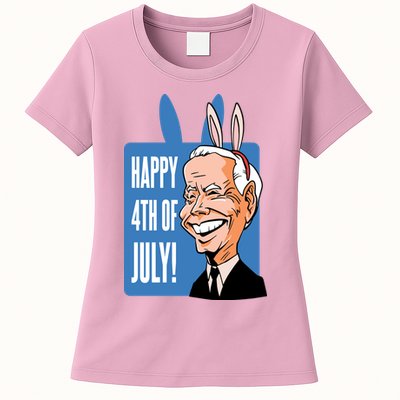Happy 4th Of July Funny Biden Easter Bunny Parody Womens T-Shirt