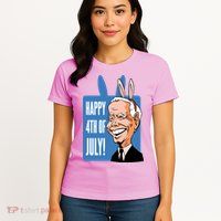 Happy 4th Of July Funny Biden Easter Bunny Parody Womens T-Shirt