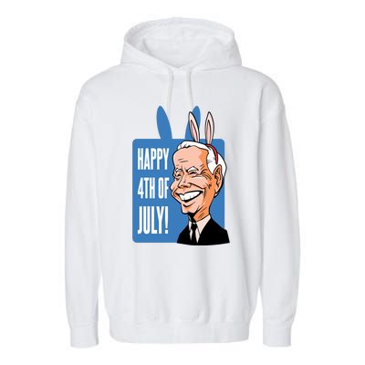 Happy 4th Of July Funny Biden Easter Bunny Parody Garment-Dyed Fleece Hoodie