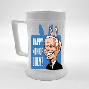 Happy 4th Of July Funny Biden Easter Bunny Parody Beer Stein