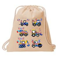 Happy 4th Of July Crane Truck Construction Drawstring Bag