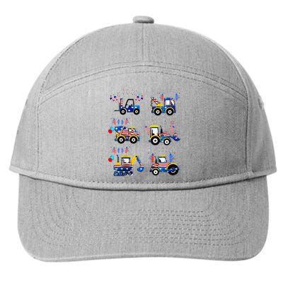 Happy 4th Of July Crane Truck Construction 7-Panel Snapback Hat