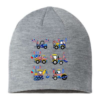 Happy 4th Of July Crane Truck Construction Sustainable Beanie