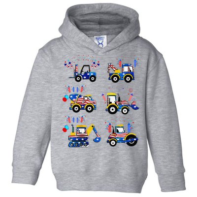 Happy 4th Of July Crane Truck Construction Toddler Hoodie