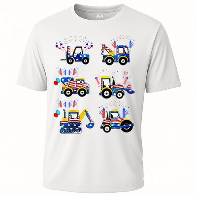 Happy 4th Of July Crane Truck Construction Performance Shirt