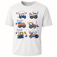 Happy 4th Of July Crane Truck Construction Cooling Performance Crew T-Shirt