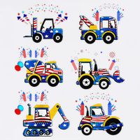 Happy 4th Of July Crane Truck Construction Flat Bill Trucker Hat
