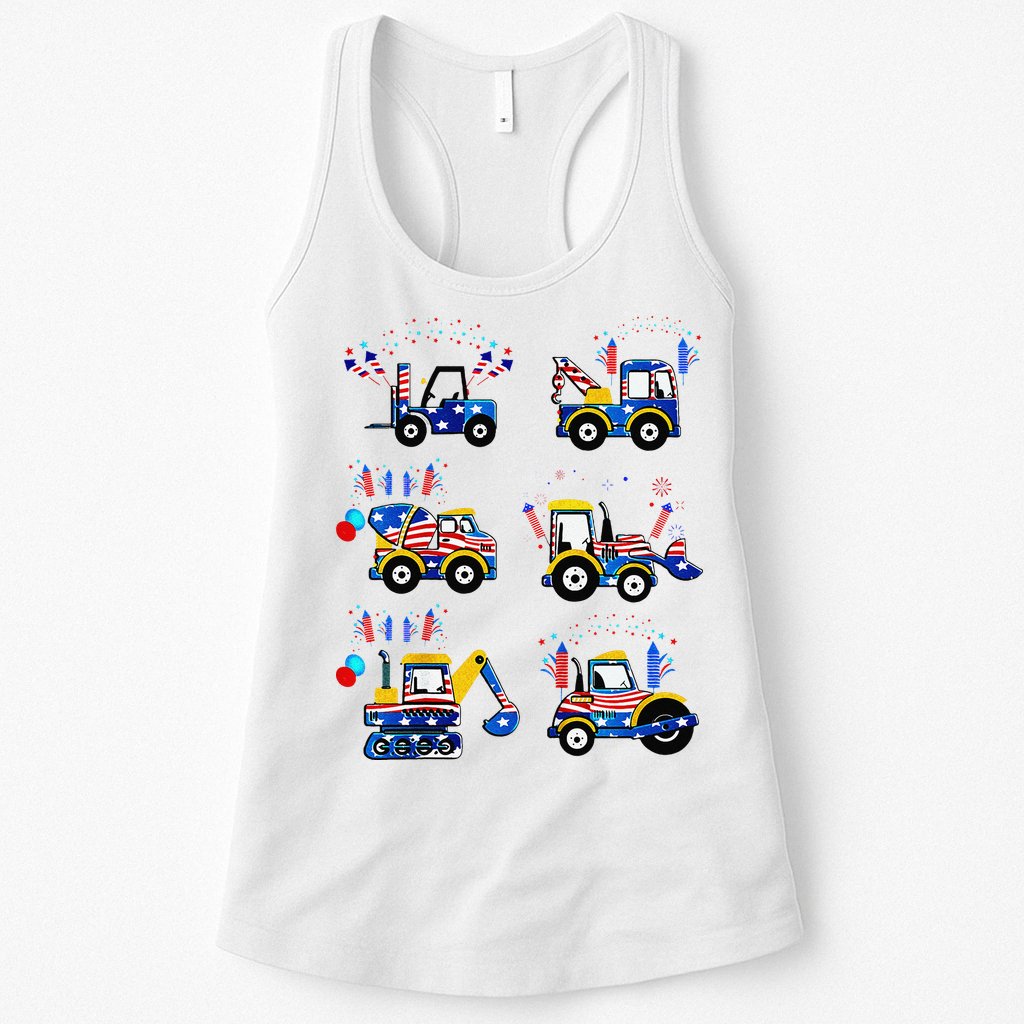 Happy 4th Of July Crane Truck Construction Womens Tank Top