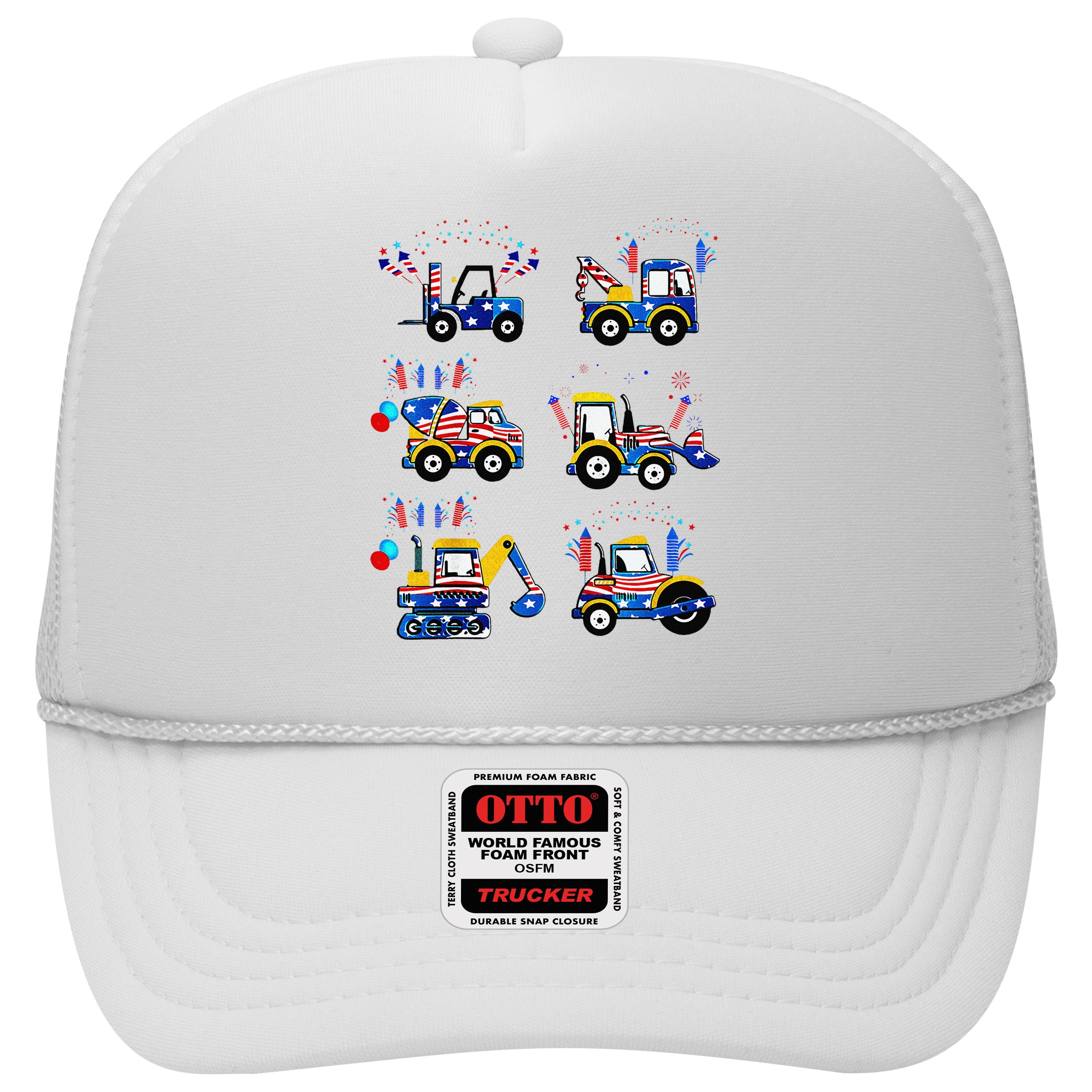 Happy 4th Of July Crane Truck Construction Hat
