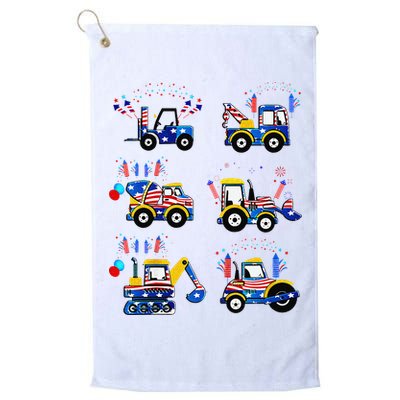 Happy 4th Of July Crane Truck Construction Golf Towel