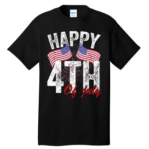 Happy 4th Of July American Flag Usa Patriotic Tall T-Shirt