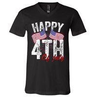 Happy 4th Of July American Flag Usa Patriotic V-Neck T-Shirt