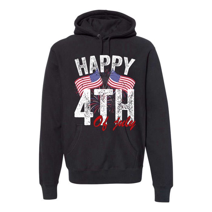 Happy 4th Of July American Flag Usa Patriotic Premium Hoodie