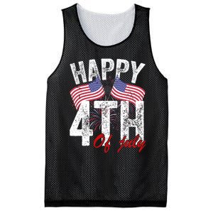 Happy 4th Of July American Flag Usa Patriotic Mesh Reversible Basketball Jersey Tank