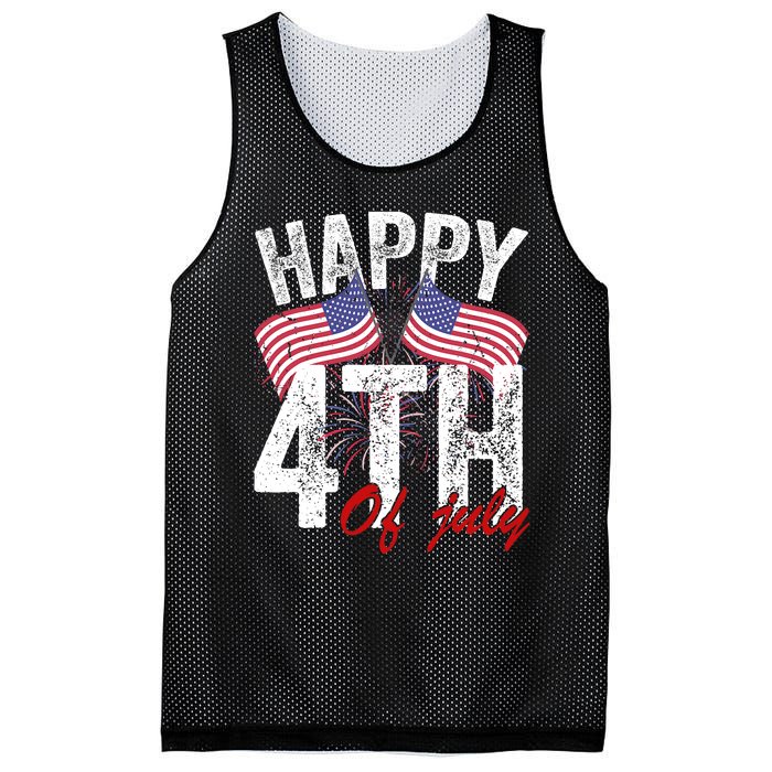 Happy 4th Of July American Flag Usa Patriotic Mesh Reversible Basketball Jersey Tank