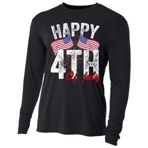 Happy 4th Of July American Flag Usa Patriotic Cooling Performance Long Sleeve Crew