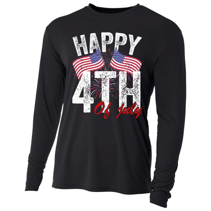 Happy 4th Of July American Flag Usa Patriotic Cooling Performance Long Sleeve Crew