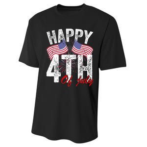 Happy 4th Of July American Flag Usa Patriotic Performance Sprint T-Shirt