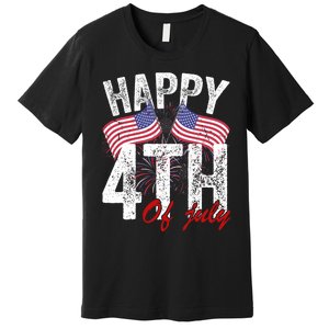 Happy 4th Of July American Flag Usa Patriotic Premium T-Shirt