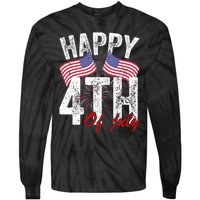 Happy 4th Of July American Flag Usa Patriotic Tie-Dye Long Sleeve Shirt