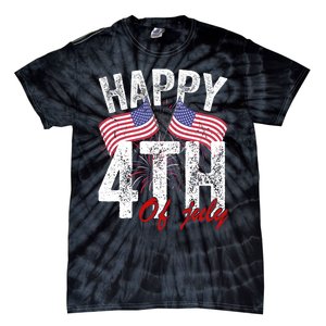 Happy 4th Of July American Flag Usa Patriotic Tie-Dye T-Shirt