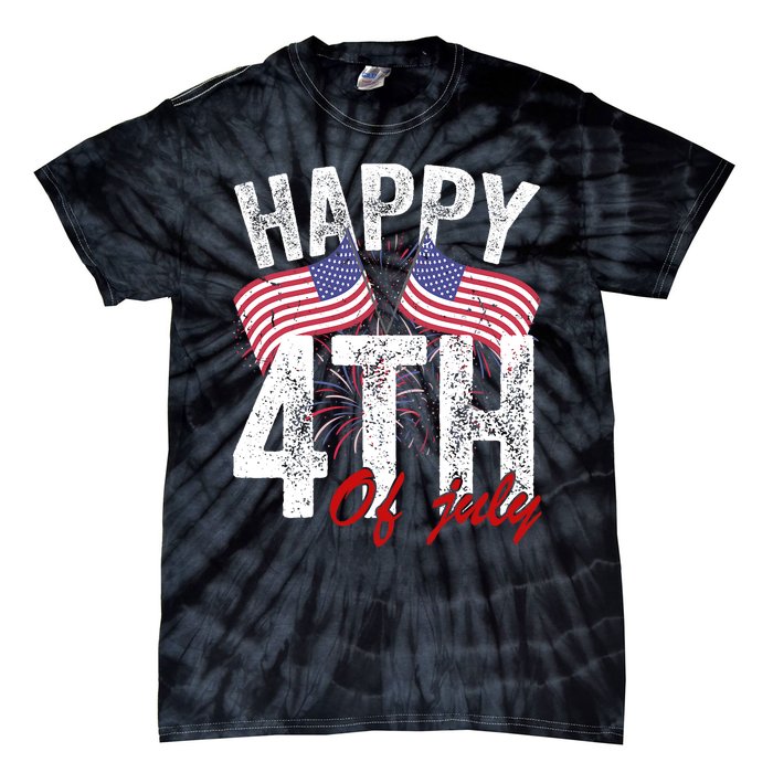 Happy 4th Of July American Flag Usa Patriotic Tie-Dye T-Shirt