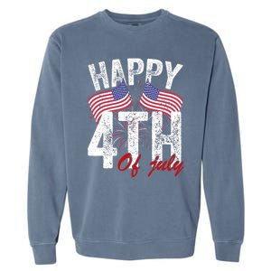 Happy 4th Of July American Flag Usa Patriotic Garment-Dyed Sweatshirt