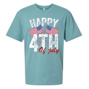 Happy 4th Of July American Flag Usa Patriotic Sueded Cloud Jersey T-Shirt