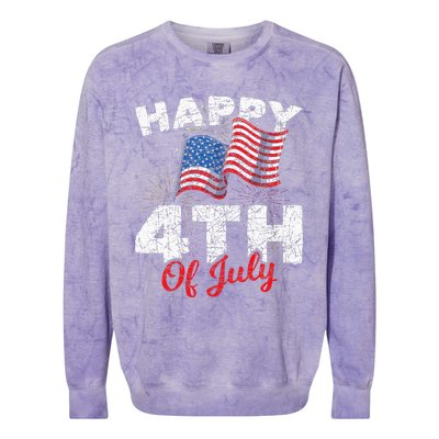 Happy 4th Of July Patriotic American US Flag 4th Of July Colorblast Crewneck Sweatshirt