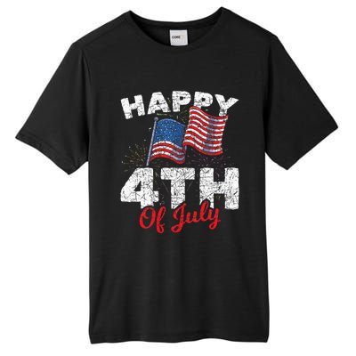 Happy 4th Of July Patriotic American US Flag 4th Of July Tall Fusion ChromaSoft Performance T-Shirt