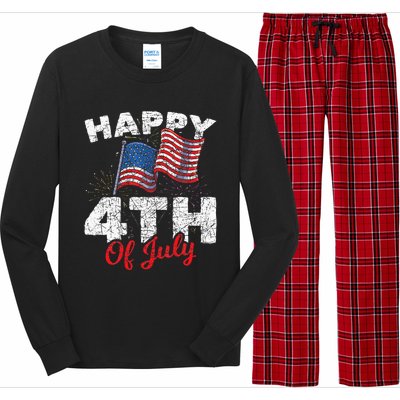 Happy 4th Of July Patriotic American US Flag 4th Of July Long Sleeve Pajama Set