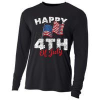 Happy 4th Of July Patriotic American US Flag 4th Of July Cooling Performance Long Sleeve Crew