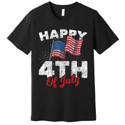 Happy 4th Of July Patriotic American US Flag 4th Of July Premium T-Shirt