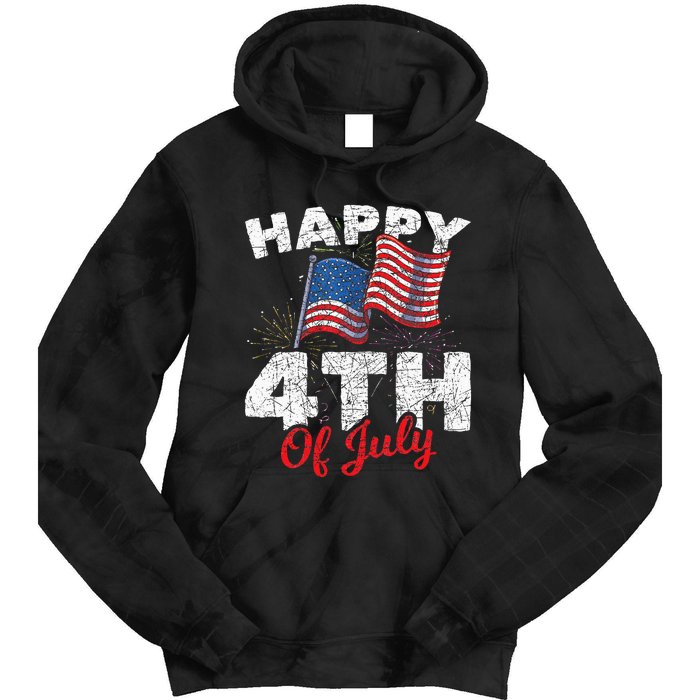 Happy 4th Of July Patriotic American US Flag 4th Of July Tie Dye Hoodie