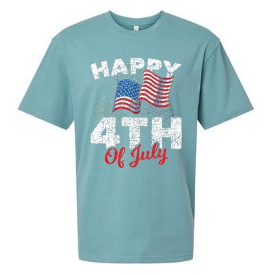 Happy 4th Of July Patriotic American US Flag 4th Of July Sueded Cloud Jersey T-Shirt