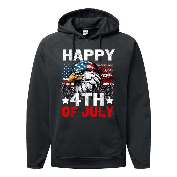 Happy 4th Of July Patriotic Apparel Performance Fleece Hoodie