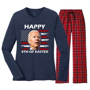 Happy 4th Of Easter Joe Biden Funny Women's Long Sleeve Flannel Pajama Set 